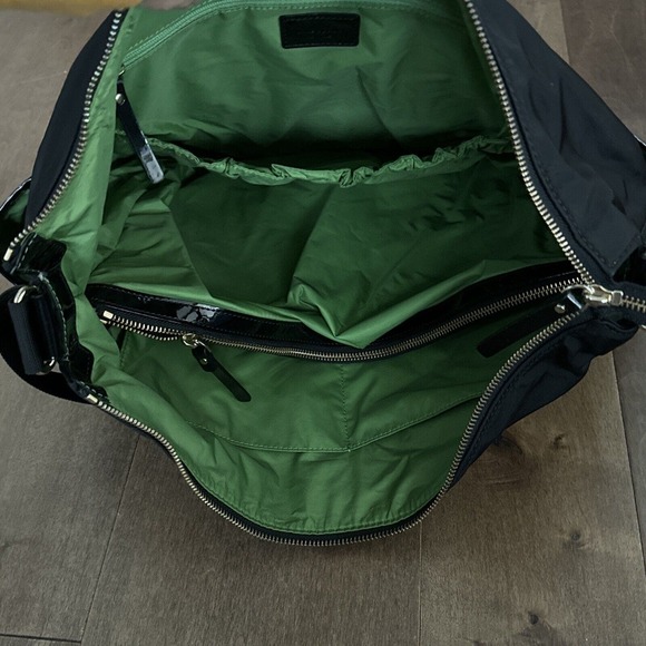 Kate Spade New York Black Tote Bag Nylon Zipper Pockets Large Tote Shoulder - Picture 4 of 5